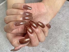 秋ネイル　ブラウンネイル