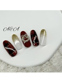 クリスマスチェックネイル