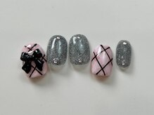 ネイルメゾン 天神店(NAIL MAISON)/ピンクリボンラメ韓国 ¥9000