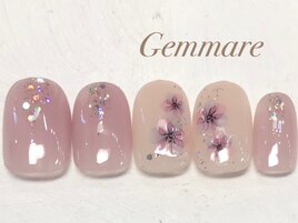 ピンクフラワーニュアンスネイル