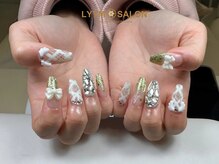 リームサロン 池袋店(LYYM SALON)/キラキラリボン×ツイードネイル