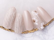 モンスリール 麻布十番(Mon Sourire)/グレージュ大人の花柄ネイル