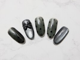 ブラックドットマグネットネイル