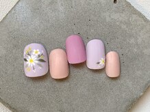 カラ ネイル 中津店(calla nail)/春色手描きフラワー。。♪