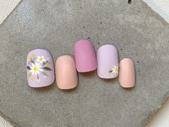 カラ ネイル 中津店(calla nail)/春色手描きフラワー。。♪