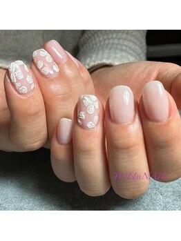 ユウネイル(YOU由NAIL)/ぷっくり刺繍風フラワーネイル