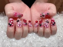 レアネイル 新宿(le'a nail)/ピンクゴテゴテネイル