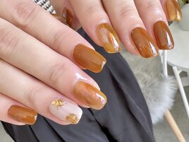 スクエアネイル　ブラウン　秋冬