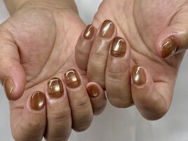 秋色チェックネイル