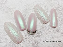ミラーオーロラニット風ネイル
