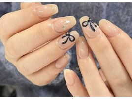 ぷっくりリボンネイル