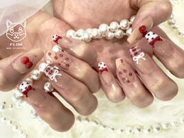 さくらんぼチェックリボンネイル