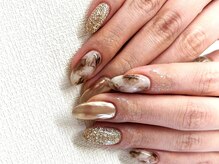 エーネイルズ 心斎橋(A.nails)/マーブル×ミラーネイル