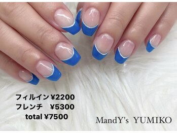 マンディーズ(MandY's)/青/フレンチ/白ライン