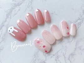 桜、春、うさぎ、ピンクネイル