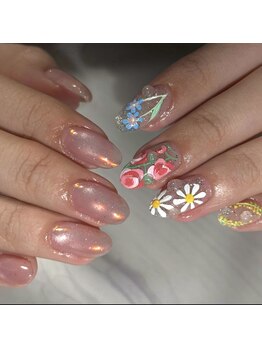 サロンリアンジュ ひたちなか店(Salon Liange)/チグハグ絵画ネイル