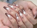 チップスカルプ長さだし星ネイル