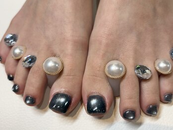 レトネイル レトネイル 大阪梅田(reto nail)/ネイビー/秋フット/マグネット