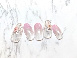 ピンクグラデ桜ネイル