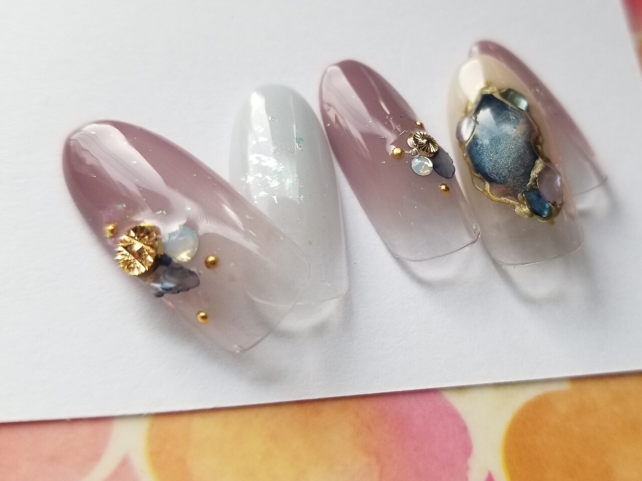 No.1042 マーブルスクエアイヤリング