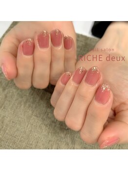 リッシュ ドゥ(RICHE deux)/爪先キラキラ春色ネイル♪
