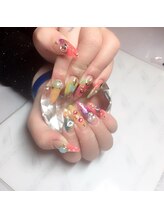 ネイルケアサロンエルミタージュ/ステンドグラス風スカルプ