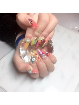 ネイルケアサロンエルミタージュ/ステンドグラス風スカルプ