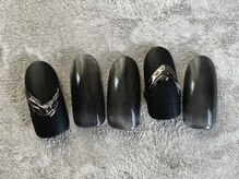 エムドットネイル 池袋(m.nail)/ブラック×シルバーミラーアート