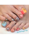 レインボー夏フットネイル