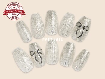 FAST NAIL 荻窪駅前店【パラジェル/ジェルネイル専門/定額/マグネット/フットネイル】/バカラ/リボン【12379】