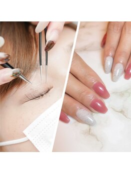 サロン ウネルマ(salon UNELMA)の写真/ネイルもまつげも同時施術可能◎一度のご来店でキレイが叶うサロン