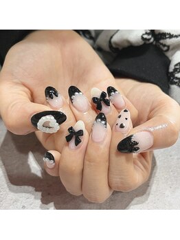 ネイルアンドブライダルエステ ベルム(Belm)/ブラック×ホワイトネイル