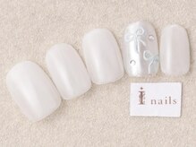 アイネイルズ 三宮店(I nails)/シンプルブルーリボン