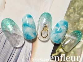 ラメグラデ&タイダイ柄アート☆