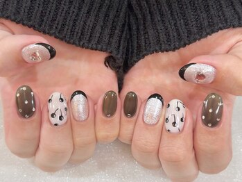 アルティノ ネイル ガーデン(altino nail garden)/チェリー/ブラック/モノトーン