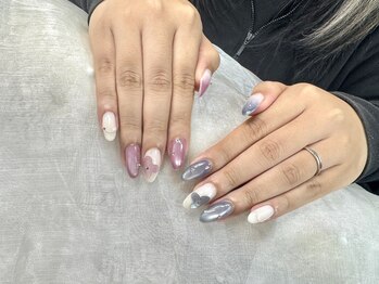 ヒラソルネイル(Girasol nail)/ピンク×ブルーマグ♪