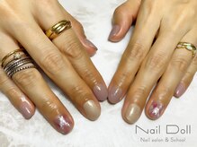 ネイルドール(Nail Doll)/くすみピンクでニュアンスアート