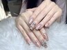 【HAND】チップ長さ出し，ワンカラーベース，4本以下デザイン　¥8700