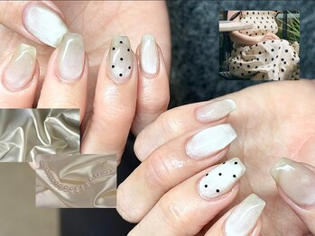 ヌル ネイル 堀江(NURU NAIL HORIE)/サテンシルクベージュドット★