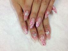 ネイルサロン ビューティーマジック 川口店/ピンク　フラワーネイル