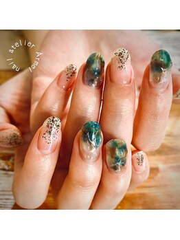 ネイルアトリエ エルメル(nail atelier Armel)/水滴ネイルダークカラー
