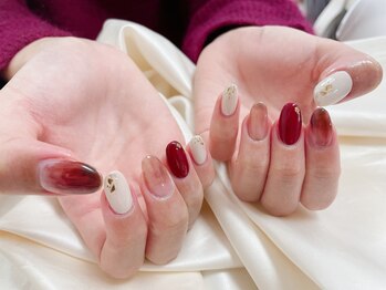 キキネイル たまプラーザ店(kikinail)/バレンタインネイル ボルドー