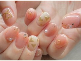 モテショートネイルハートピンク