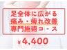 【足全体に広がる痛みや痺れの専門施術コース】¥4400