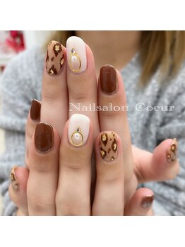 ネイルサロン クール(Nailsalon Coeur)/秋ネイル ヒョウ柄ネイル