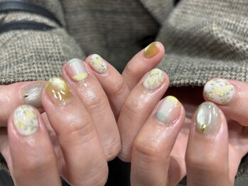 ナンバーネイル 大分中央町店(N° nail)/ミモザネイル/fuyuka
