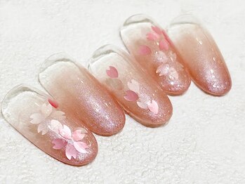 チェリーズネイル(Cherrys Nail)/春 ピンク ラメグラ 桜ネイル