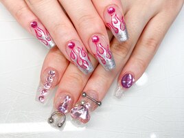 ★ピンクファイヤーネイル★