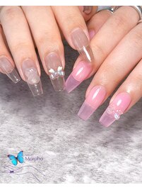淡～いクリアロングネイル