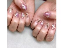 ノエム ネイルサロン(NOEM)/くすみピンク×水彩アート